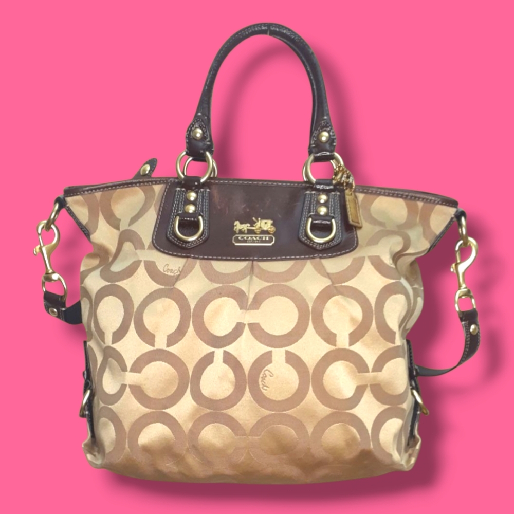 SALE! Large Coach Op Art Signature Canvas Bag 12963